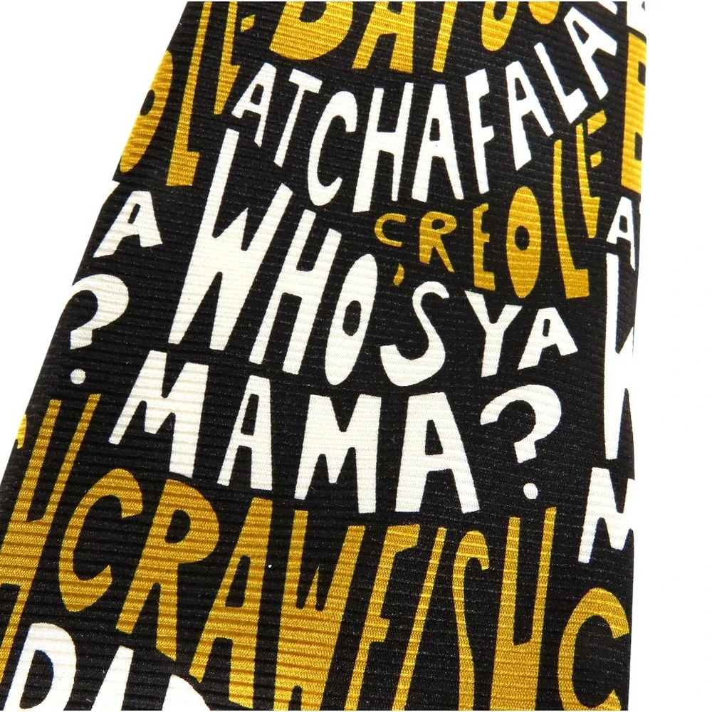 Julie Siracusa LOUISIANA ARTIST SILK NECK TIE Cajun Mardi Gras NEW ORLEANS THEME